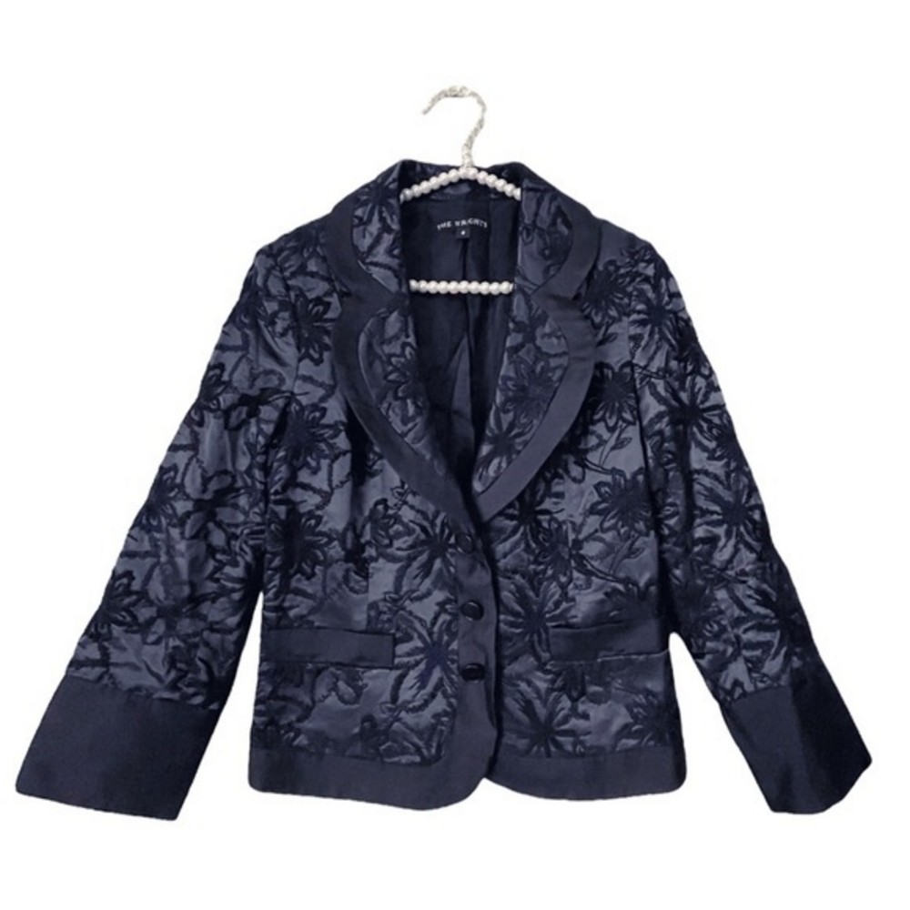 THE WRIGHTS Navy/Black Embroidered‎ Blazer 8